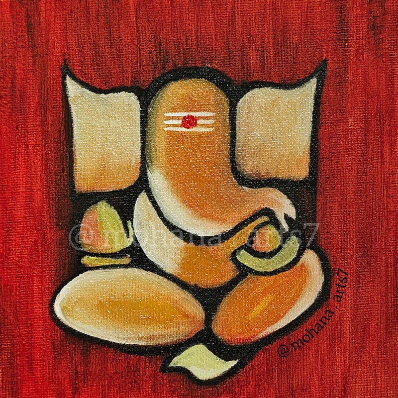 Abstract Ganesha oil painting